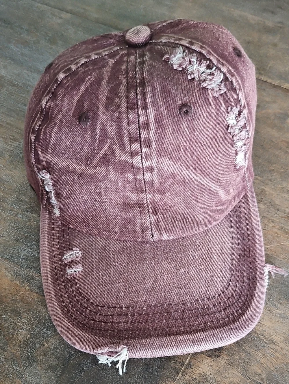 NWT Brown Denim Distressed Baseball Cap